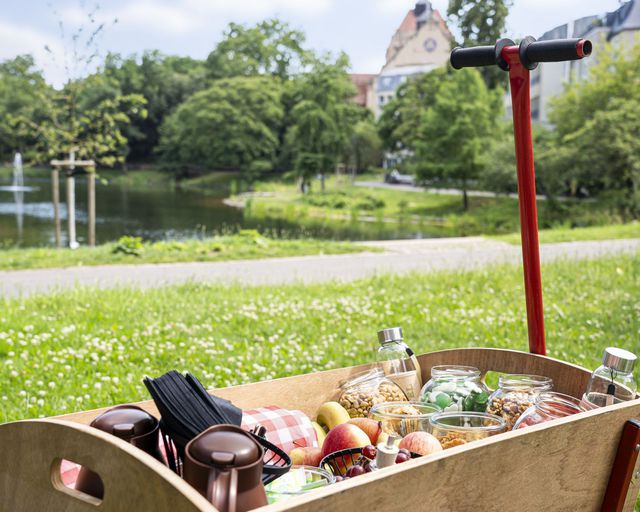 Abb. Bollerwagen-Kaffeepause im Park